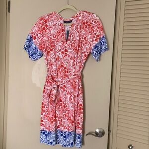 Tommy Hilfiger Red and Blue Floral Mini Dress